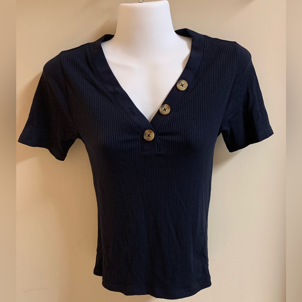 Banana Republic Navy Blue Ribbed Top